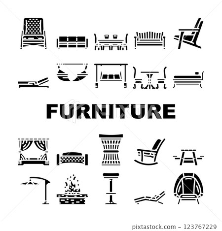 outdoor furniture garden terrace icons set vector 123767229