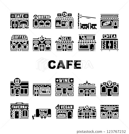 street cafe city outdoor icons set vector street cafe city outdoor icons set vector 123767232