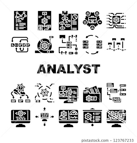system analyst data business icons set vector system analyst data business icons set vector 123767233