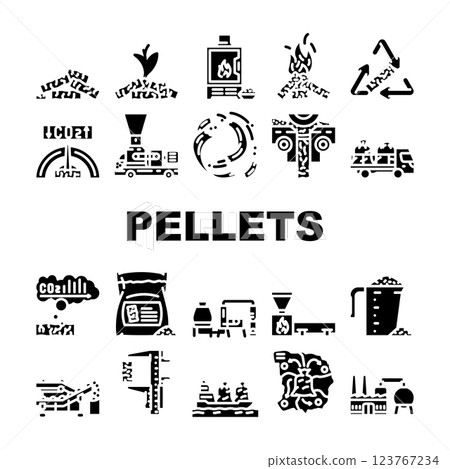wood pellets eco energy icons set vector 123767234