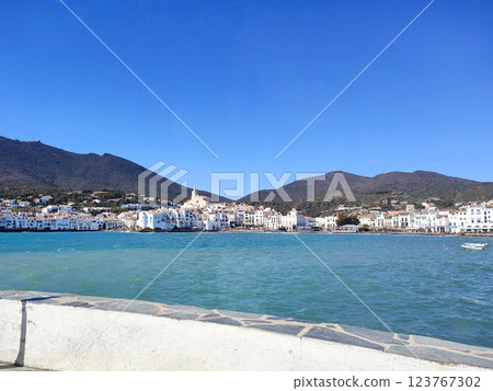 Mediterranean coastline with Cadaques, beautiful village in Gerona, Spain 123767302