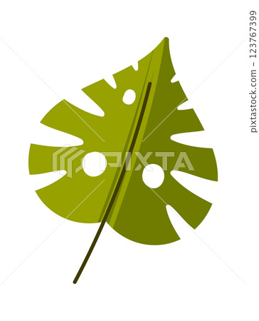 Green leaf prehistoric fossil element 123767399
