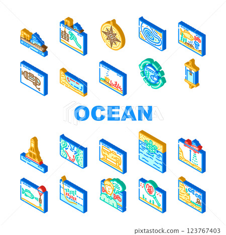 world ocean marine biodiversity icons set vector 123767403