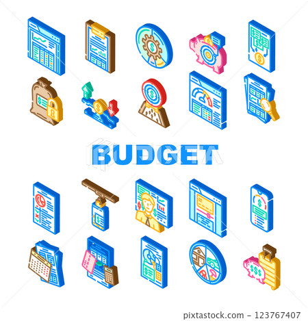 budget planning savings icons set vector budget planning savings icons set vector 123767407