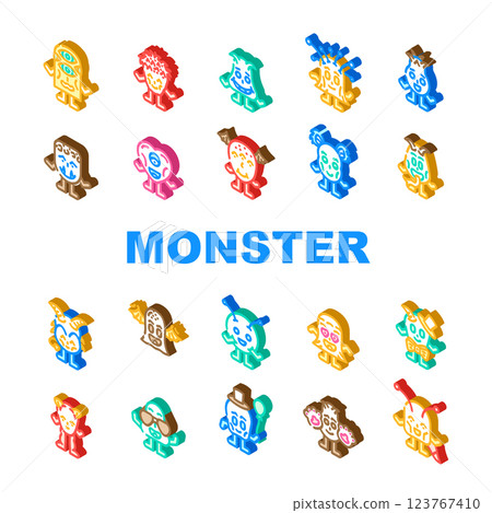 cute monster adorable fluffy icons set vector cute monster adorable fluffy icons set vector 123767410