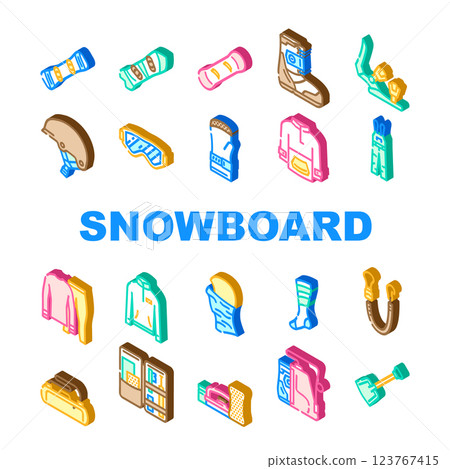 snowboard freestyle icons set vector 123767415