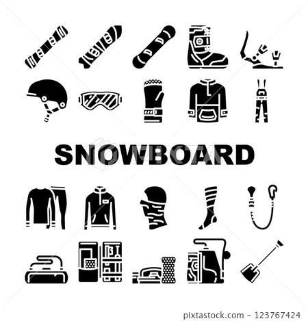 snowboard freestyle icons set vector 123767424