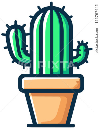 A simple illustration of a cactus in a flowerpot A simple illustration of a cactus in a flowerpot 123767445