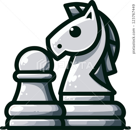 西洋棋棋子和騎士棋子 西洋棋棋子和騎士棋子 123767449