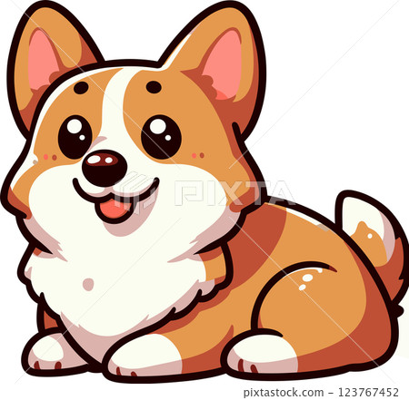 可愛的柯基犬插圖 123767452