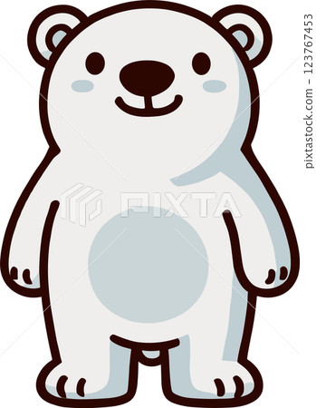 面向前方的可愛北極熊角色 123767453