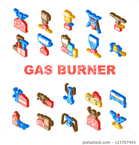gas burner stove cooktop icons set vector 123767493
