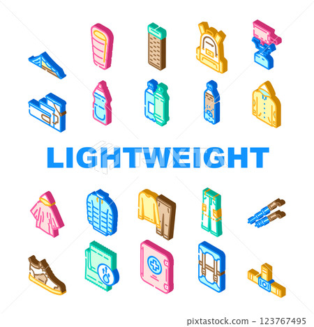 lightweight backpacking icons set vector 123767495