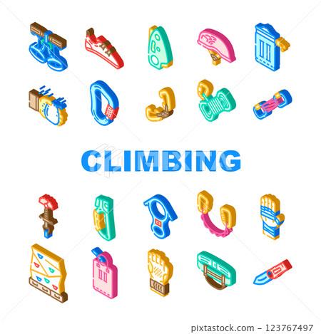 rock climbing bouldering icons set vector 123767497