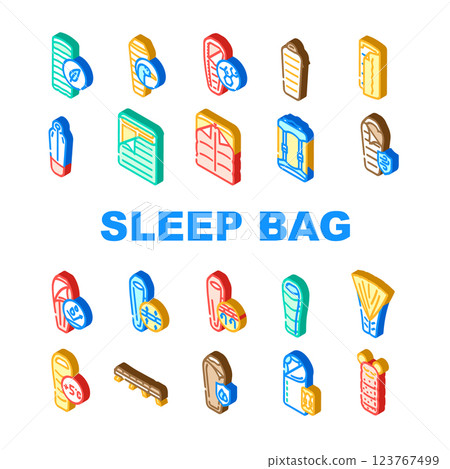 sleeping bag camping hiking icons set vector sleeping bag camping hiking icons set vector 123767499