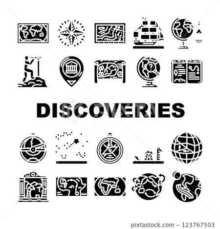 great geographical discoveries icons set vector 123767503