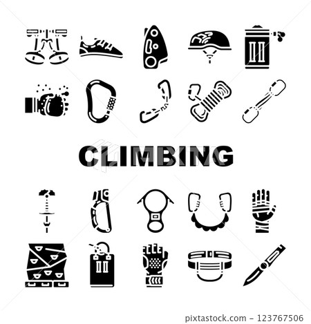 rock climbing bouldering icons set vector rock climbing bouldering icons set vector 123767506