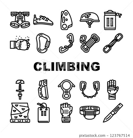 rock climbing bouldering icons set vector rock climbing bouldering icons set vector 123767514