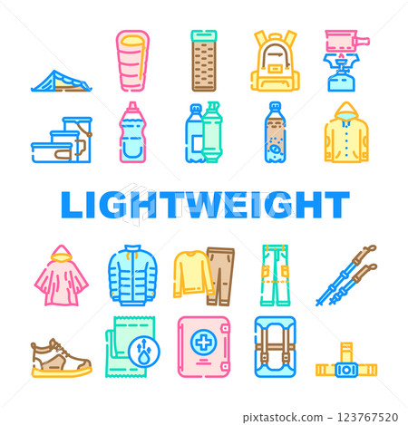 lightweight backpacking icons set vector 123767520