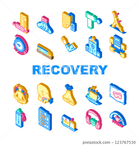 recovery wellness practices icons set vector 123767530