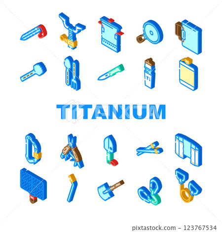 titanium accessories jewelry icons set vector titanium accessories jewelry icons set vector 123767534