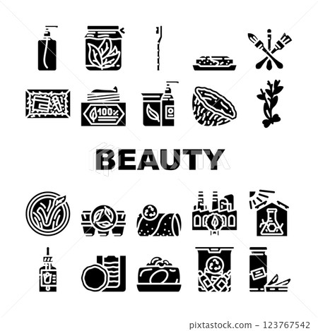 sustainable beauty eco friendly icons set vector 123767542