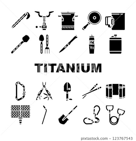 titanium accessories jewelry icons set vector 123767543