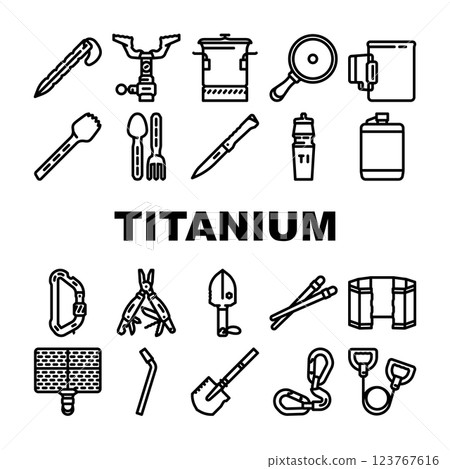 titanium accessories jewelry icons set vector 123767616