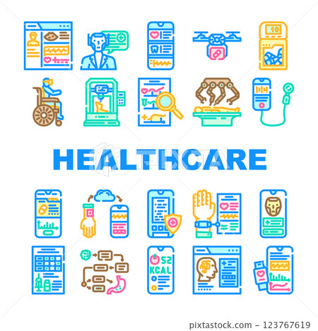 healthcare innovations icons set vector healthcare innovations icons set vector 123767619