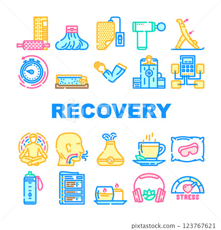 recovery wellness practices icons set vector 123767621