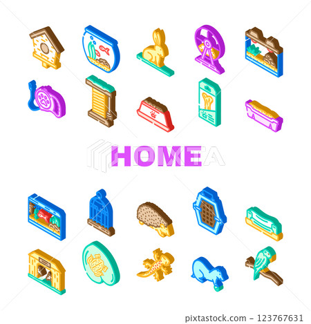 multi species home icons set vector 123767631