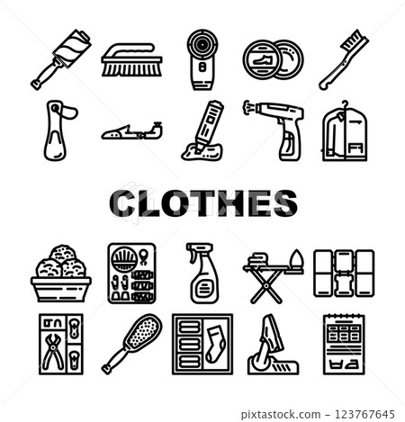 clothes care laundry ironing icons set vector clothes care laundry ironing icons set vector 123767645