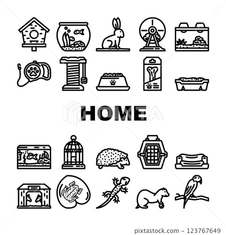 multi species home icons set vector 123767649