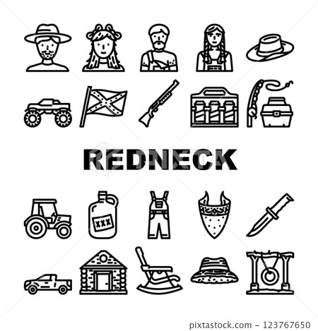redneck country southern icons set vector 123767650