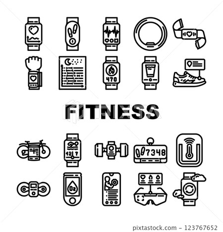 wearable fitness technology icons set vector 123767652