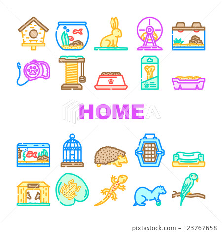 multi species home icons set vector 123767658