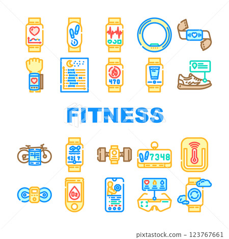 wearable fitness technology icons set vector 123767661
