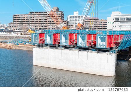 Bridge construction work 123767683