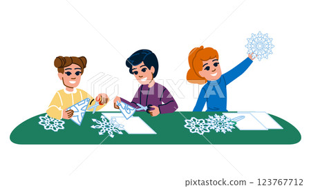 folding making paper snowflakes vector 123767712