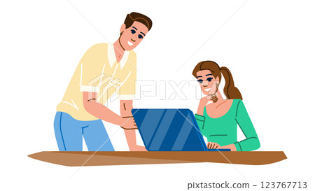 leadership mentorship laptop teamwork vector leadership mentorship laptop teamwork vector 123767713