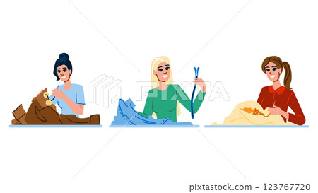 darning repair cloth woman vector 123767720