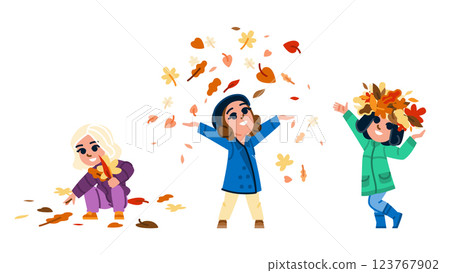 nature collecting autumn leaves vector 123767902
