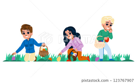 bunny easter egg hunt vector bunny easter egg hunt vector 123767907