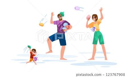 children family balloon fight vector children family balloon fight vector 123767908