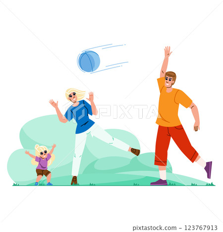 play family playing catch vector play family playing catch vector 123767913