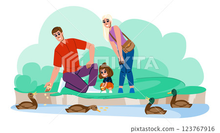 water feeding ducks family vector water feeding ducks family vector 123767916