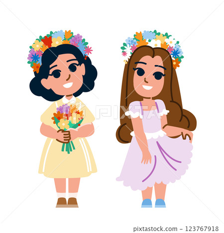 headpiece flower crown kid girl vector 123767918
