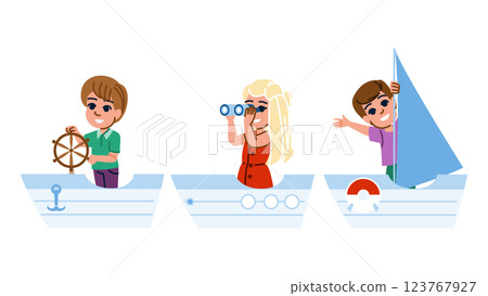 fun kid boating vector fun kid boating vector 123767927