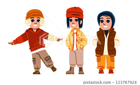 scarf kid boy autumn fashion vector scarf kid boy autumn fashion vector 123767928