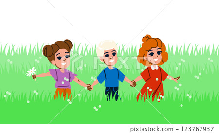 adventure kid nature walk vector adventure kid nature walk vector 123767937
